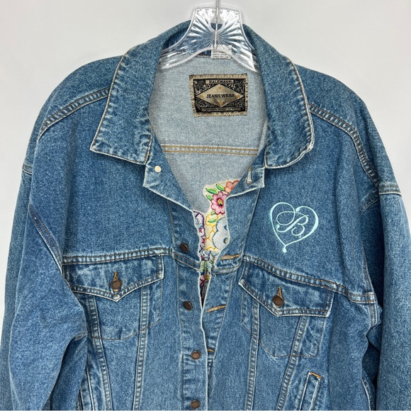 Haleman Jeanswear Jean Jacket Brighton Embroidered Heart Patch XL - Picture 10 of 13